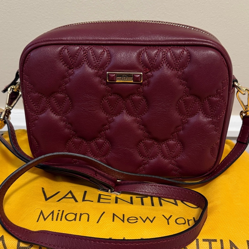 Valentino Mia Logo Leather Crossbody Bag (color Chianti)
